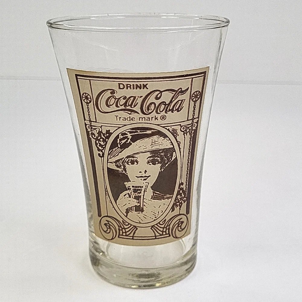 🪷3/$20🪷 EUC Vintage  Coke Coca Cola Flair Glass Victorian Lady 16oz No Cracks